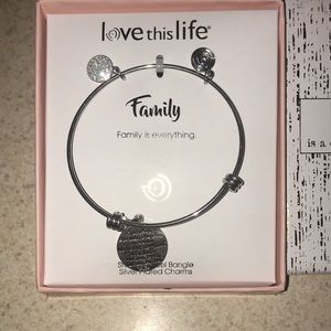 Stainless steel bangle sliver plated charm bracelet